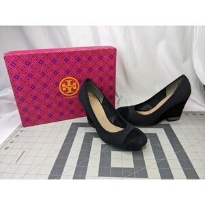 Tory Burch Cadence Sz 7.5 Black Suede Heel Wedge